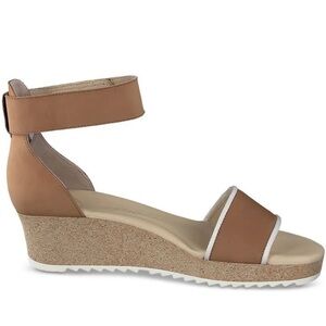 NIB Paul Green Lexus Ankle Strap Wedge Sandal in Sisal Nubuck